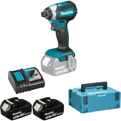 Makita DTD153RTJ 18 V Li-ion LXT Brushless Impact Driver Complete with 2 x 5.0 Ah Li-ion Batteries and Charger in a Makpac Case