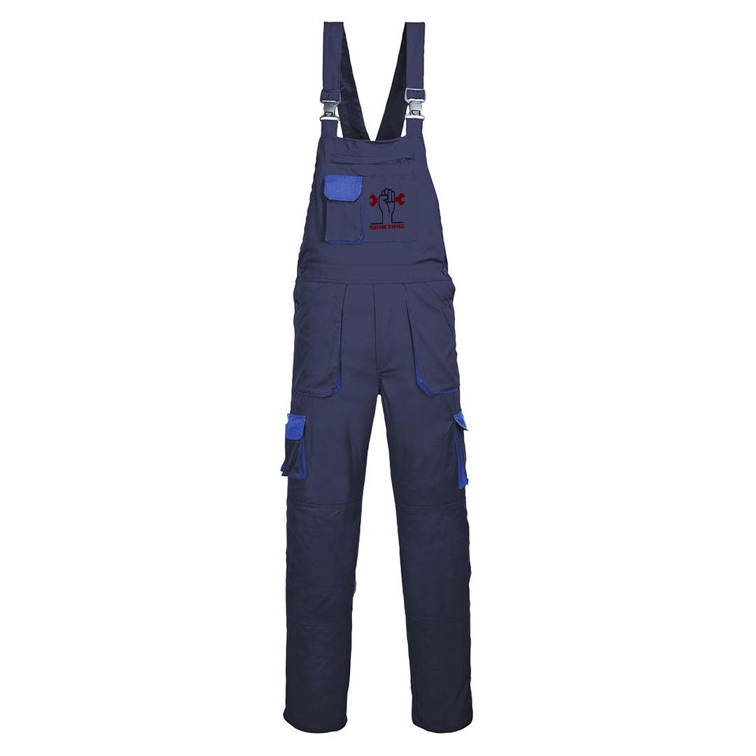 MEANWOOD Men's Texo Contrast Bib and Brace Work Overalls - Workwear Dungarees with Elasticated Back and Storage Pockets