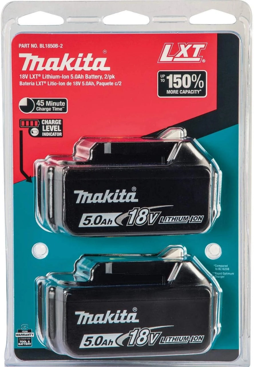 Makita DTM51Z Multi-Tool, 18 V,Blue & 2*Genuine 197280-8 BL1850B 18V 5.0 Ah Li-ion Battery